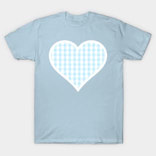 Soft Blue Gingham Heart T-Shirt